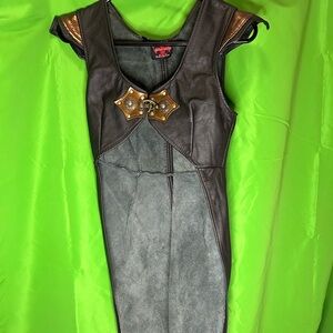 Crimson chain leather works tail coat xs black steampunk